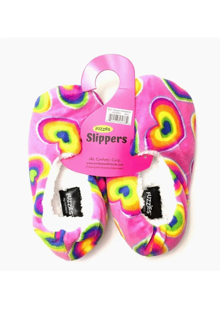 Rainbow Fuzzy Slippers- Girls