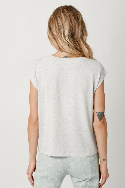 Front String Ruched Top - Heather Grey