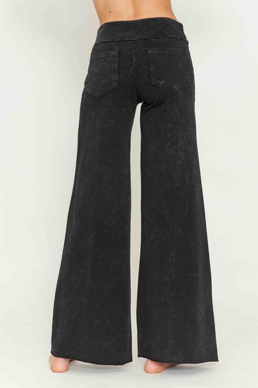 Plus Mineral Washed Wide Leg Pants
