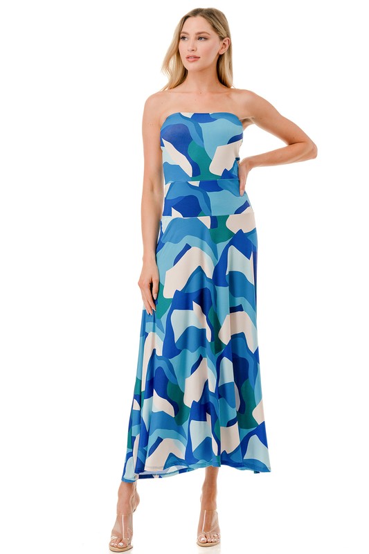 Ariella Tube Flare Maxi Dress Small / Multi 0608 Ariella Tube Flare Maxi Dress Small / Multi 0608