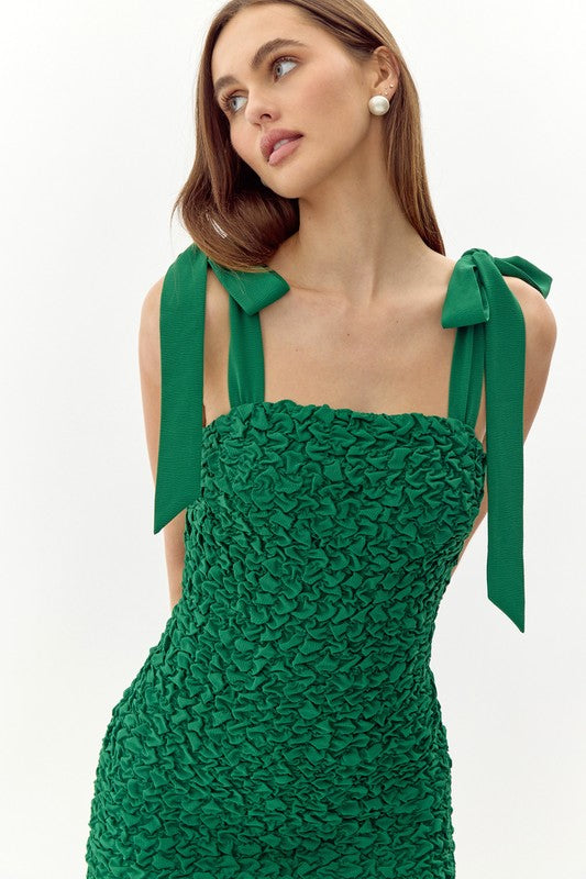 Lucy Popcorn Smocked Dress with Tie Shoulders | Adelyn Rae XS / GREEN Lucy Popcorn Smocked Dress with Tie Shoulders | Adelyn Rae XS / GREEN