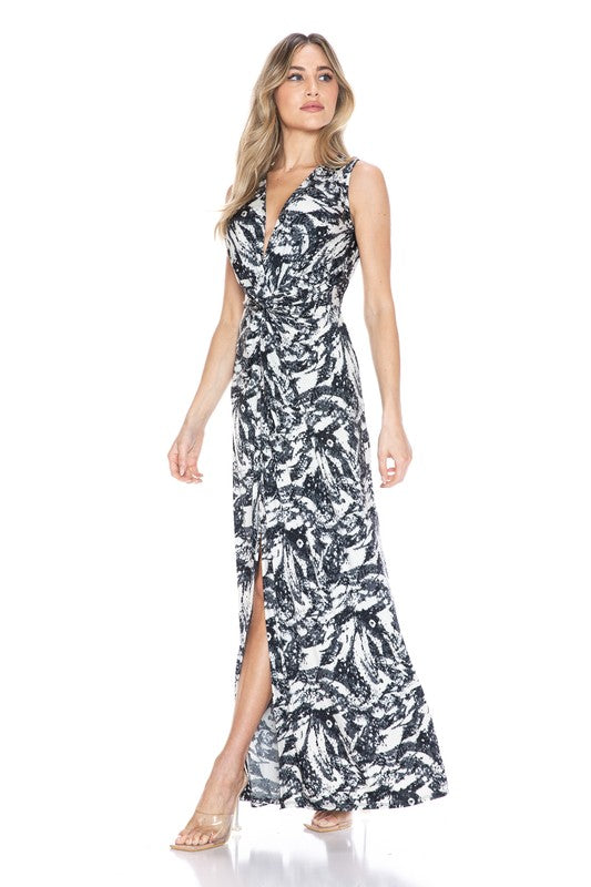 Ariella Printed Twist Front Maxi Dress Large / Printed Ariella Printed Twist Front Maxi Dress Large / Printed