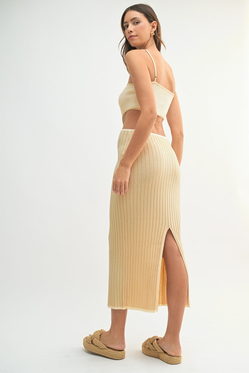 Ribbed Knit Color Block Cutout Midi Dress LT Taupe 0213 / Small Ribbed Knit Color Block Cutout Midi Dress LT Taupe 0213 / Small