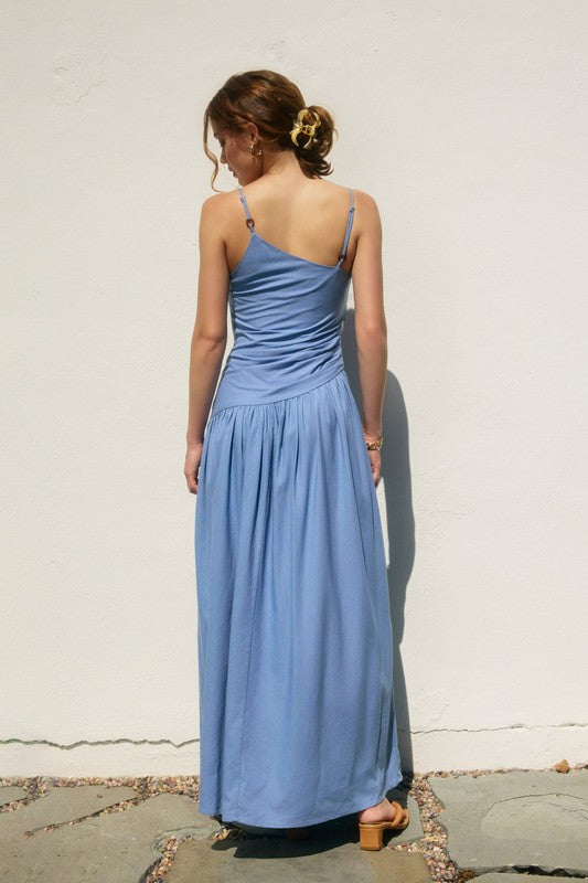 Heaven Sent Drop Waist Ruched Maxi Dress Blue Harbor / Medium Heaven Sent Drop Waist Ruched Maxi Dress Blue Harbor / Medium