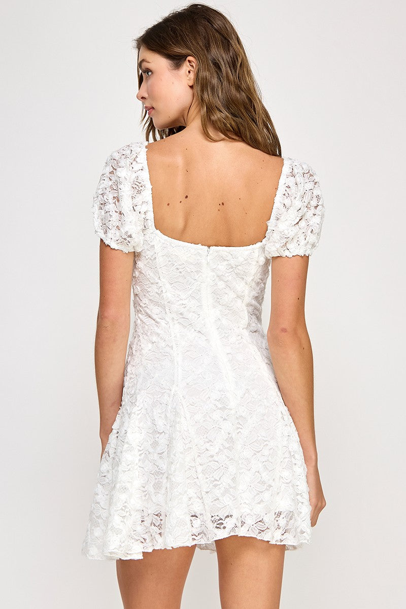 Textured Bubble Sleeve A-line Mini Dress – TandyWear