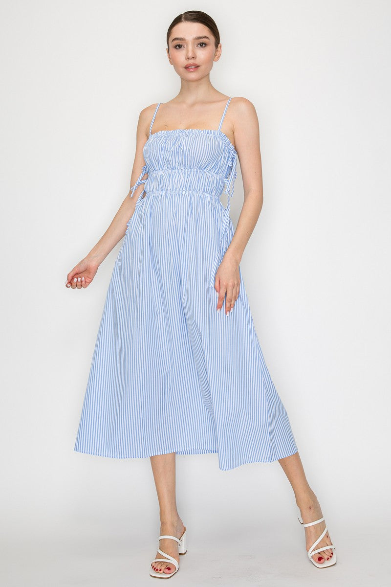 gathered midi dress 100% Linen Floral Printed Gathered Midi Dress ELODIE