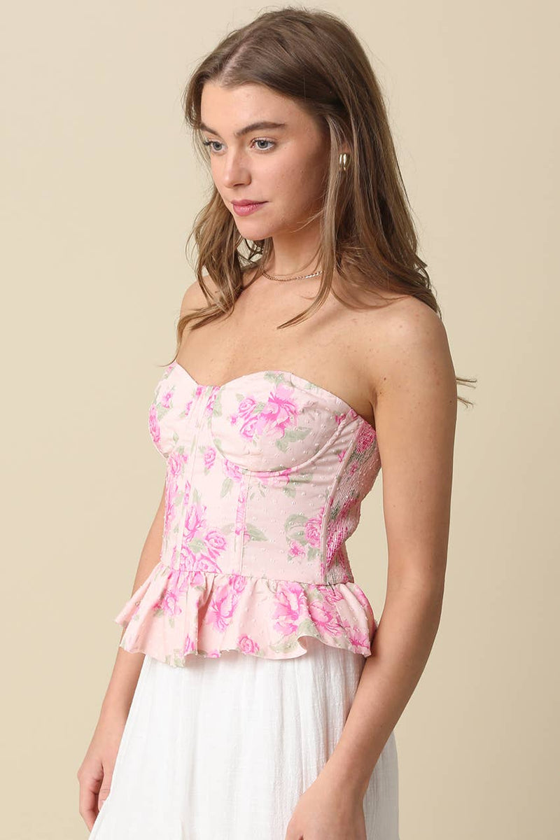 Selina Floral Peplum Corset Top – TandyWear