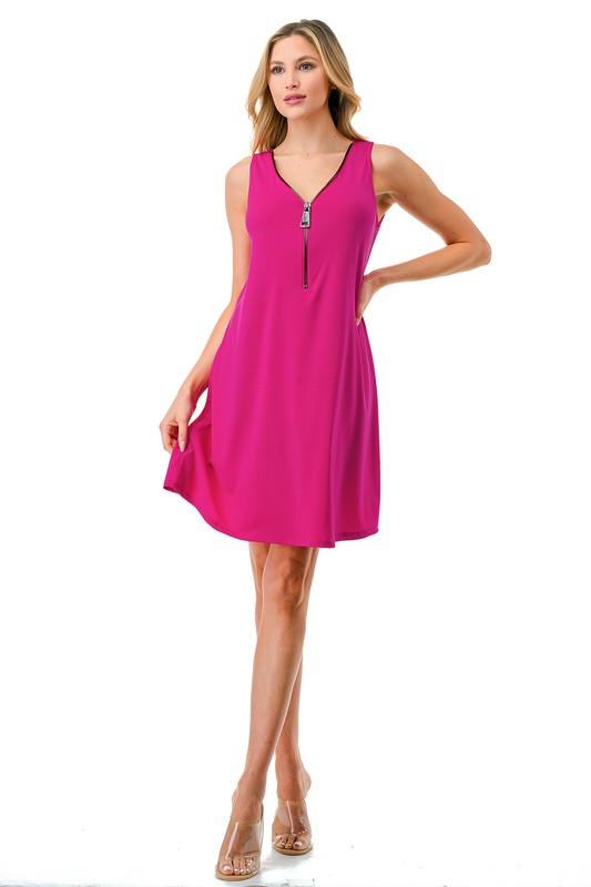 Plus Size Hot Pink Sleeveless Crinkle Dress