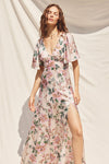 Morning Meadow Flutter Sleeve Plunging Maxi Dress