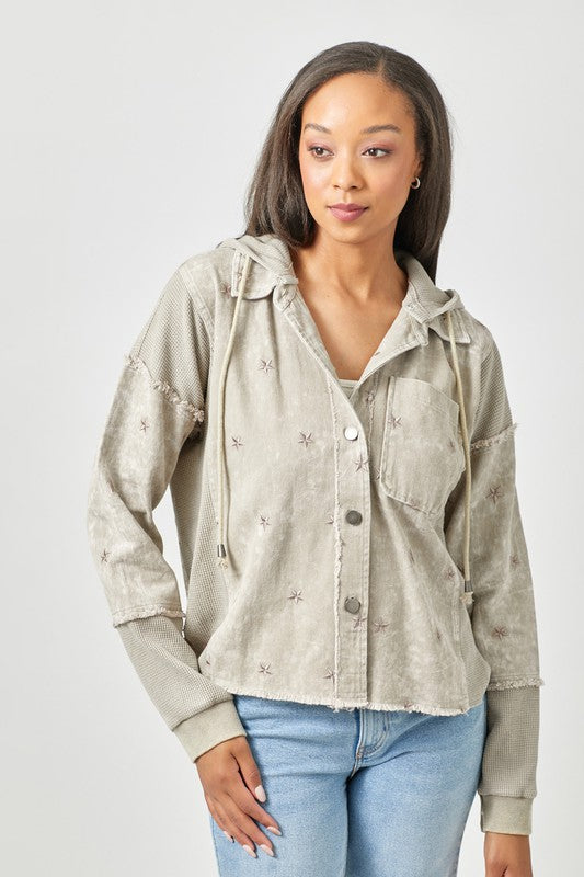 Star Embroidery Washed Jacket