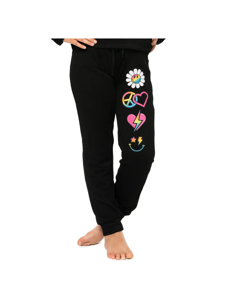 Butter Fleece Sweatpants With Happy Icons- Girls – TandyWear