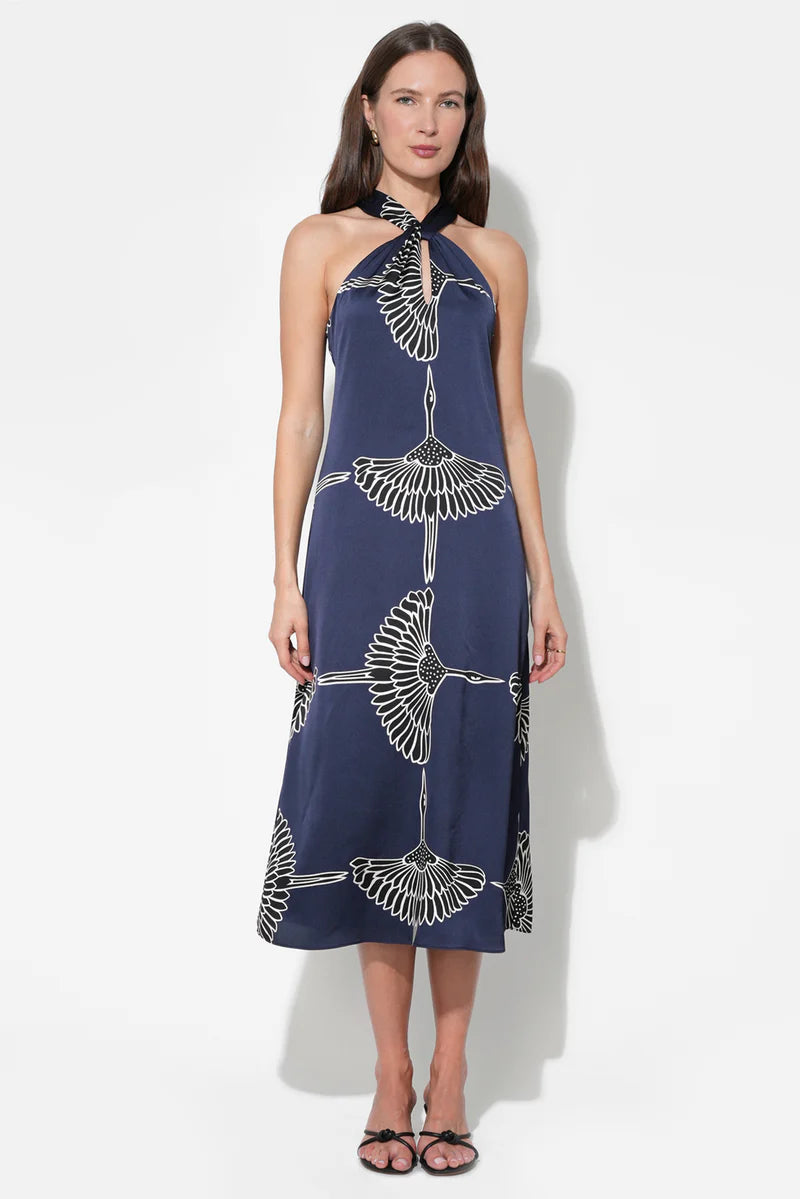 Cecelia Halter Ribbon Tie Satin Midi Dress Cecelia Halter Ribbon Tie Satin Midi Dress