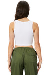 Ribbed V-Neck Crop Rouching Top