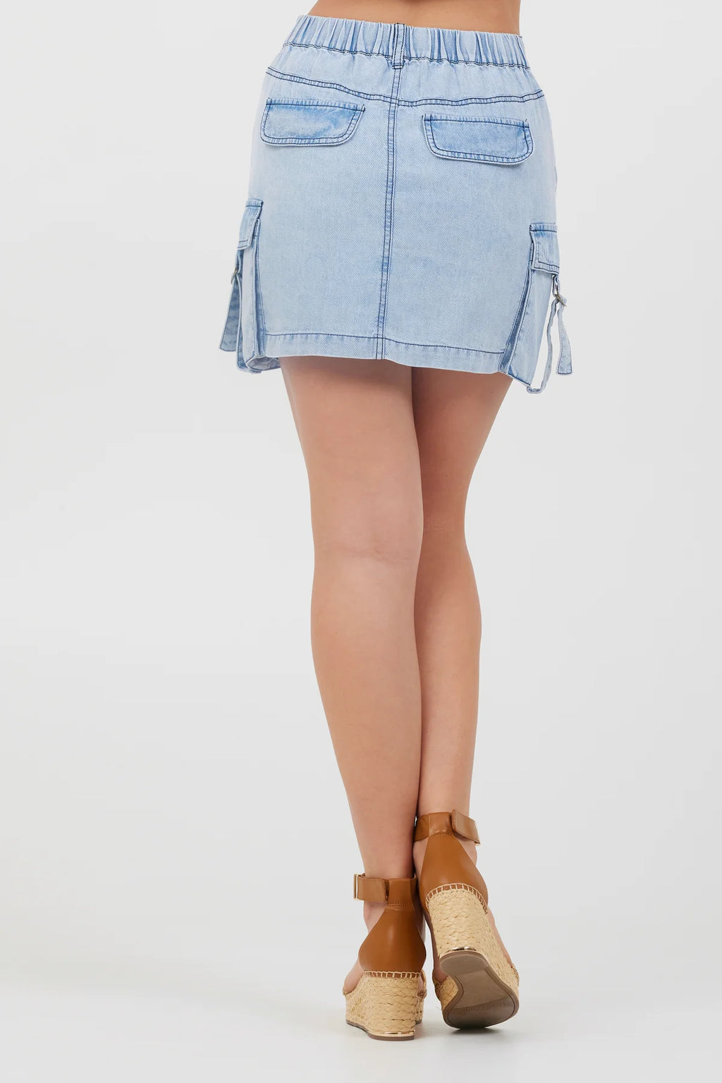 Vintage Havana Tencel Skirt With Cargo Pockets