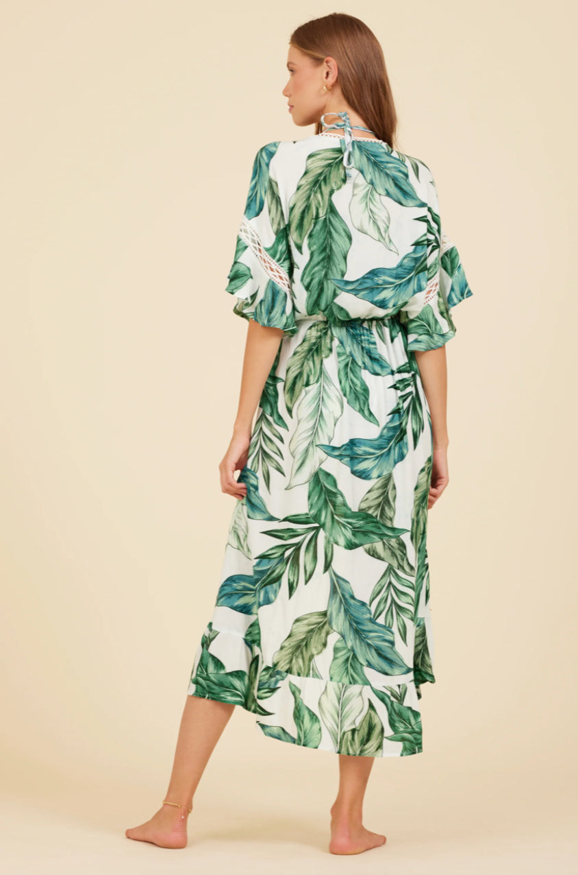 Surf Gypsy Rainforest Leaf Scrunched Cover Up