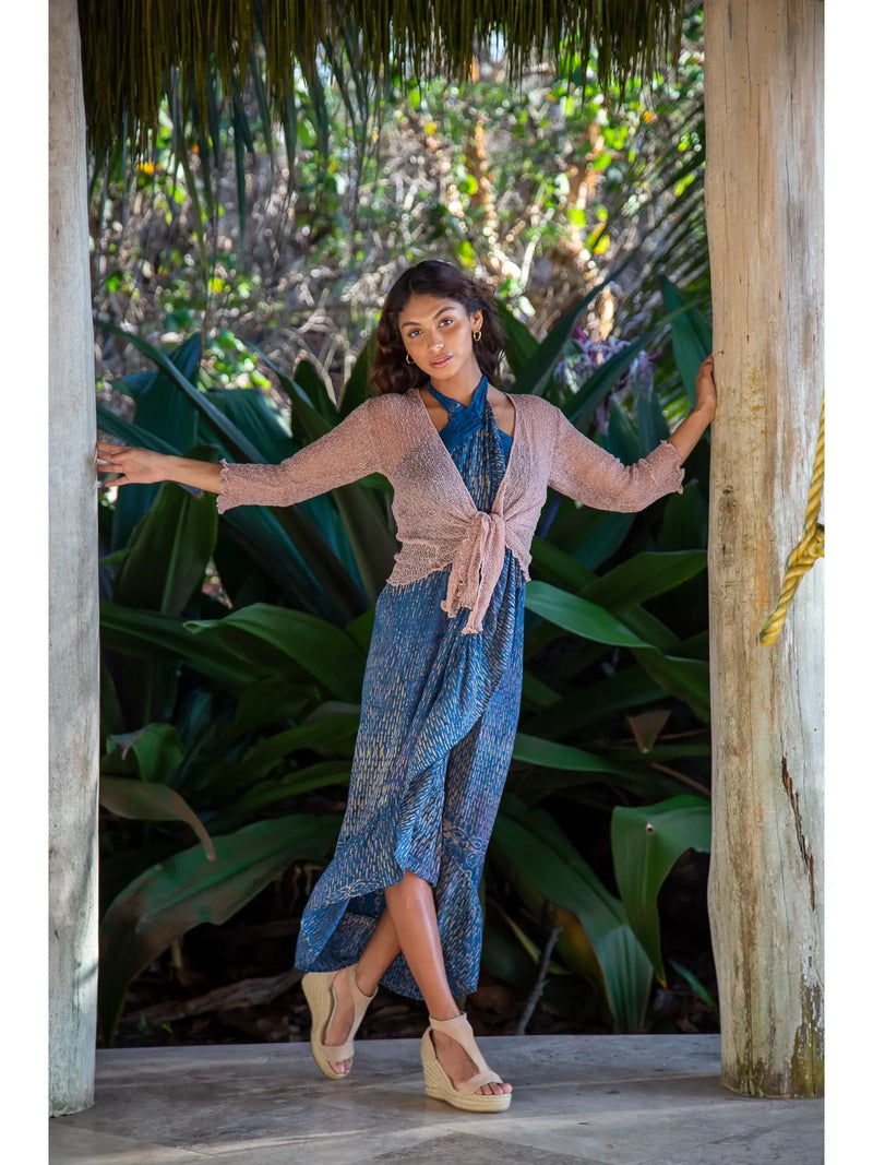 Summer Knit Sheer Cardigan Bolero Shrug Cover- Champagne Summer Knit Sheer Cardigan Bolero Shrug Cover- Champagne