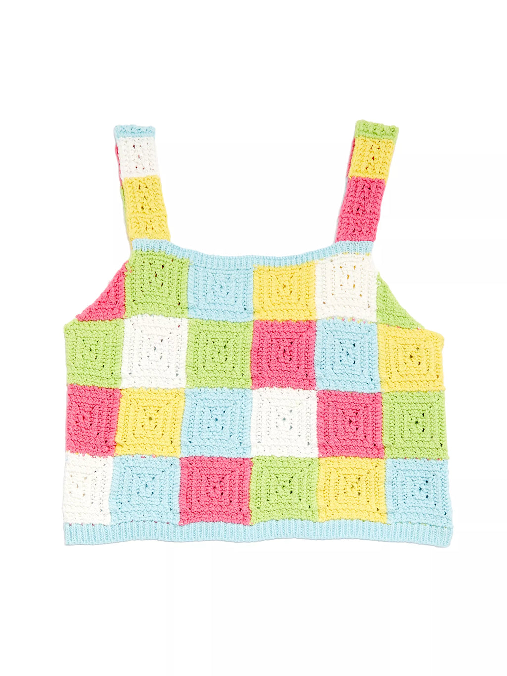 Crochet Knit Check Top & Shorts Set- Girls