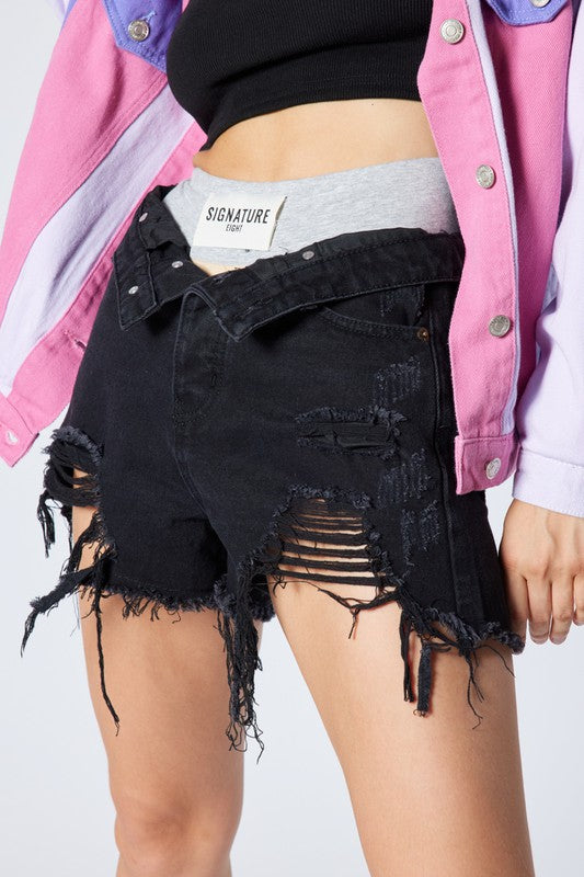 High Waisted Destroyed Shorts