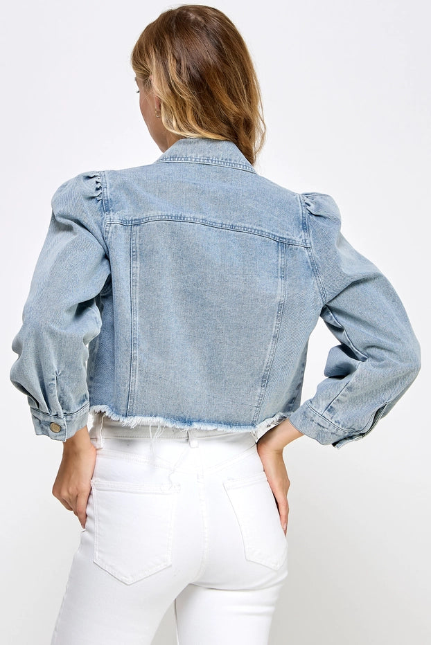 Puff Sleeve Denim Jacket TandyWear