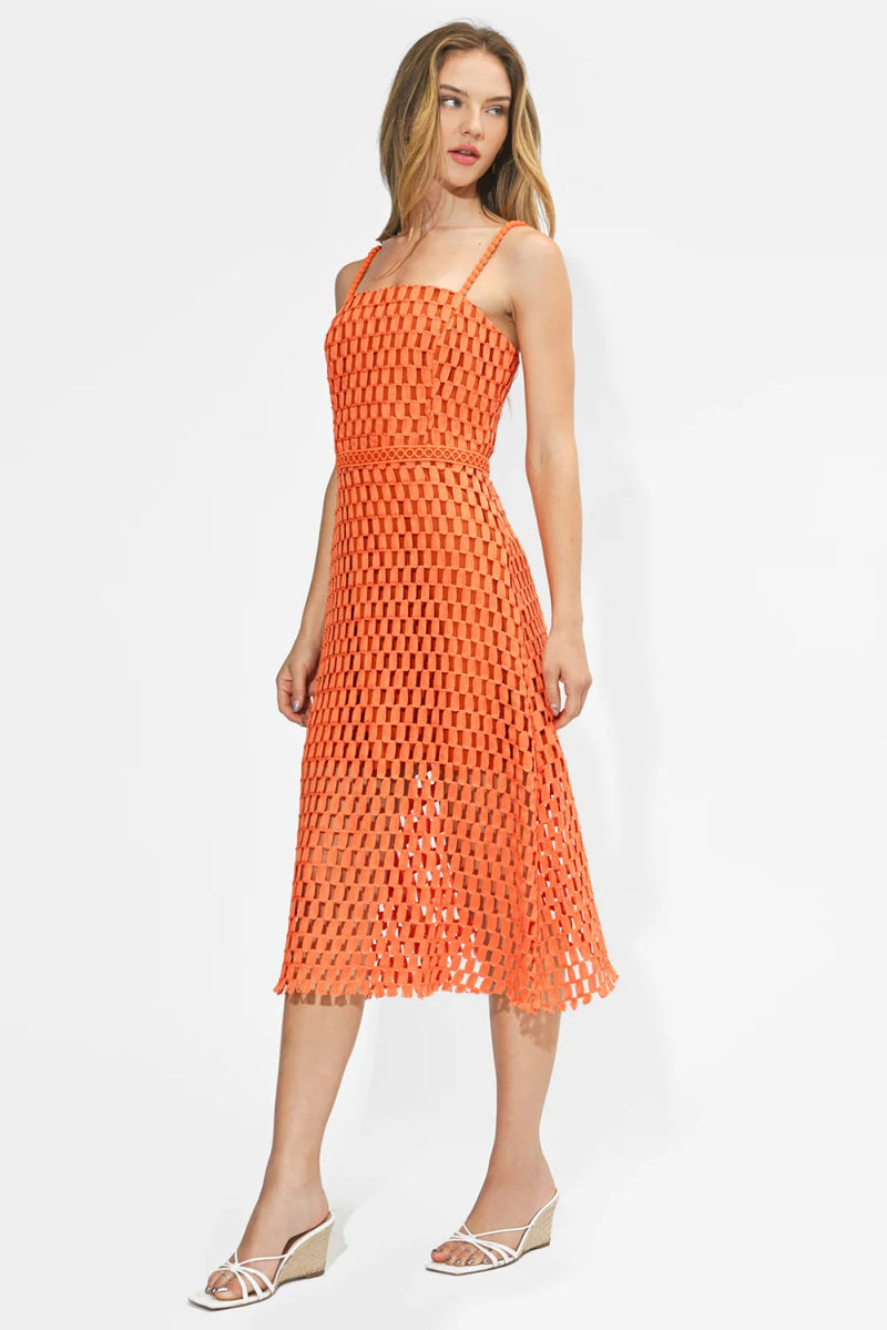 Karson Lace Midi Dress ORANGE / S