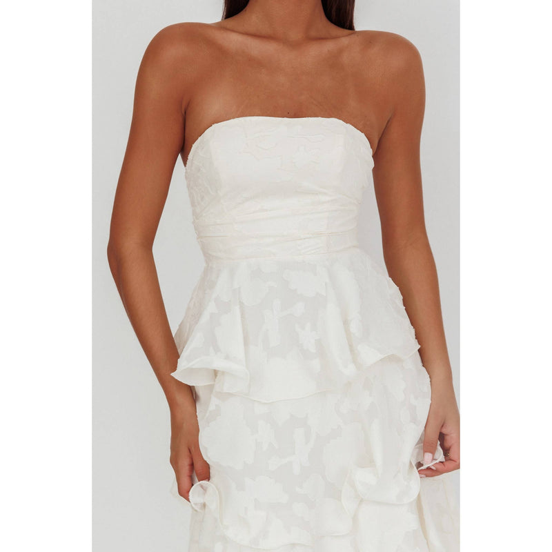 jacquard tiered maxi dress Floral Jacquard Tiered Maxi Dress