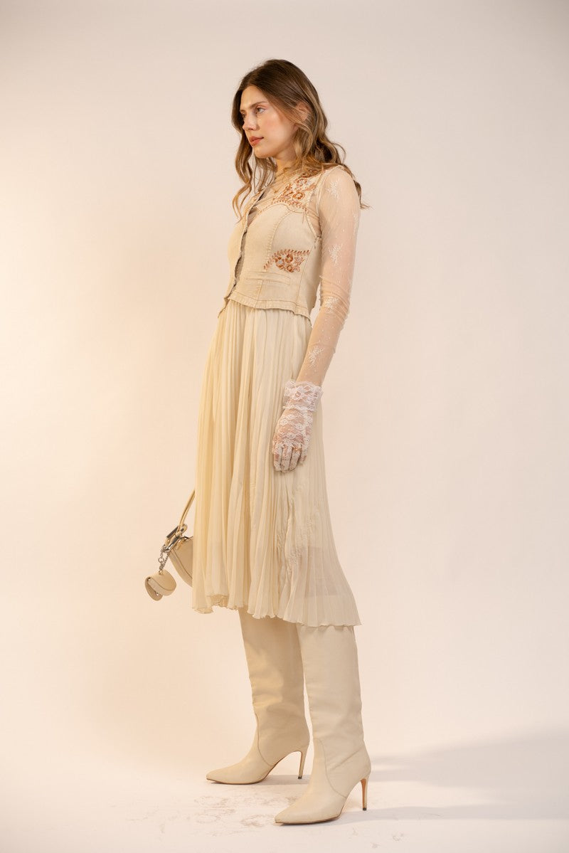 western midi dress for women Embroidered Denim – TandyWear __with:ACC1649_WHITE perfect for summer parties saweetie on Instagram: “face Color:Ivory Lace+Sky Blue Tulle