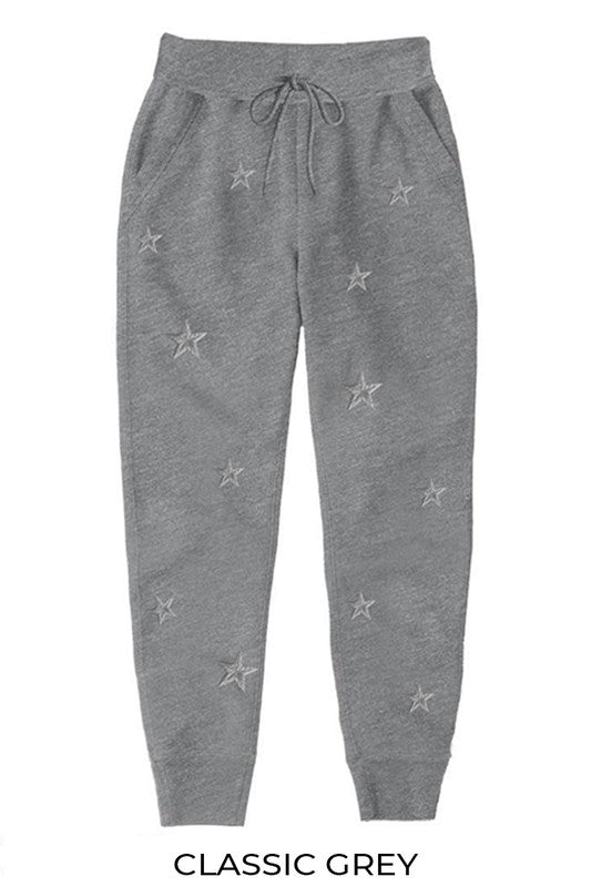 Fleece Relaxed Jogger w/ Star Embroidery - Classic Grey
