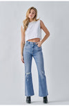 Hidden Distressed Stretch Flare Jeans