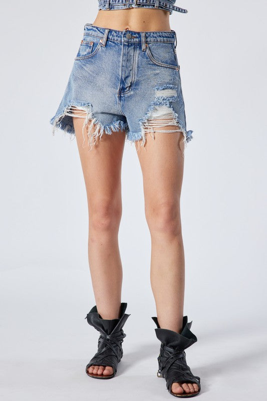 High Waisted Destroyed Shorts