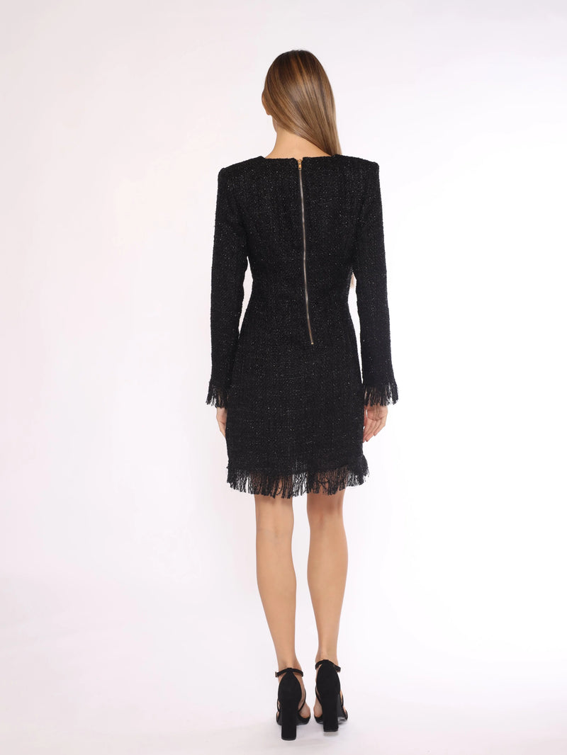 Elegant Short Black Lace Evening Dresses Long Sleeve Sheath V-Neck