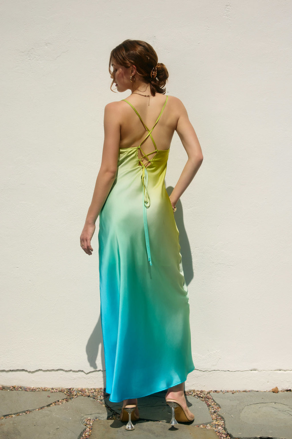 Radiance Ombre Criss Cross Back Maxi Dress - Maui Blues