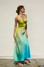 Radiance Ombre Criss Cross Back Maxi Dress - Maui Blues