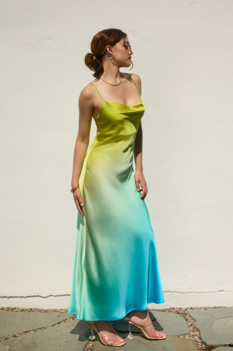 Radiance Ombre Criss Cross Back Maxi Dress - Maui Blues