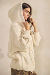 Relaxed Rib Loose Sweater With Hood