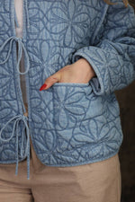 Daisy Floral Quilted Bow Tie Jacket