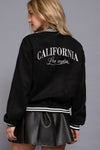 Long Sleeve Embroidery Detail Faux Suede Varsity Jacket
