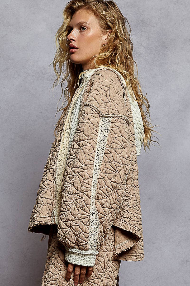 Long Sleeve Quilted Hoodie Top