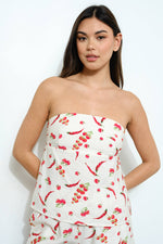 Chili Print Strapless Tie Back Top