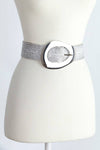 Vintage Metal Buckle Metallic Stretch Straw Belt