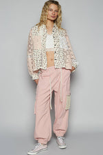 Balloon Sleeve Crochet Floral Printed Shirt