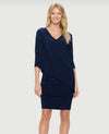 Last Tango Sleeveless 2 Layer V-Neck w/ Bottom Ruching Dress