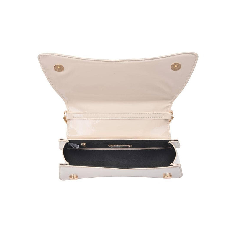 Chic beige Erie shoulder bag featuring a sleek design, gold accents, and a spacious interior, perfect for Long Island boutique fashion.