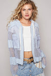 Balloon Sleeve Front Pockets Zipper Front Hoodie Top