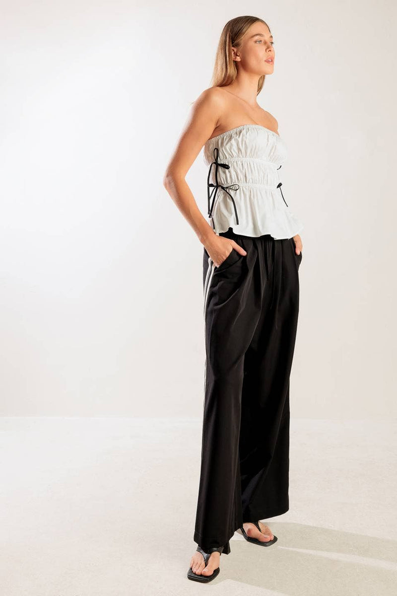 Solid Woven Strapless Top