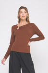Soft Modal Knit Asymmetric Neck Top