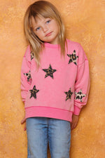 Leopard Printed Star Patch Top- Girls