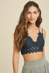 Double Strap Scalloped Lace Bralette - Pewter
