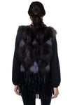Chic black fox fur fringe vest featuring luxurious texture and playful fringe, perfect for adding elegance to your Long Island boutique fashion wardrobe.