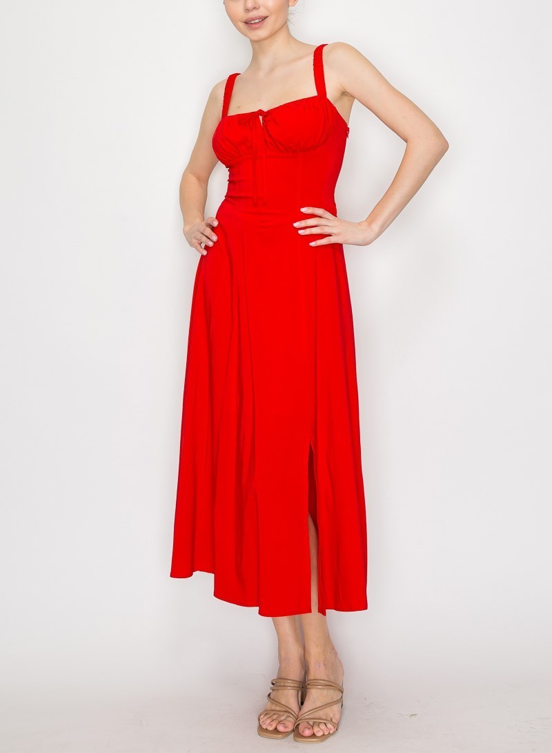 Corset Lace Up Sweetheart Midi Dress