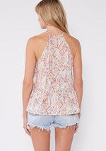 Ikat V-Neck Peplum Tank Top